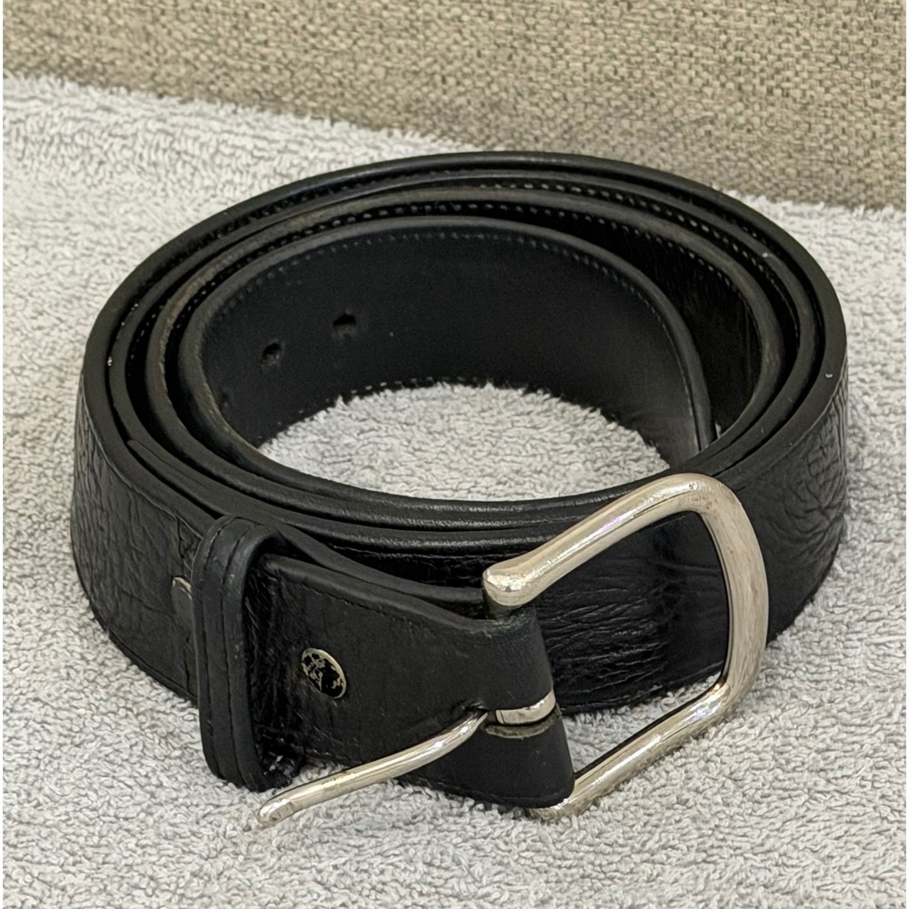 Wheeler Boot Co Houston Texas Custom Made Black Leather Belt Mens 57 Inch Long